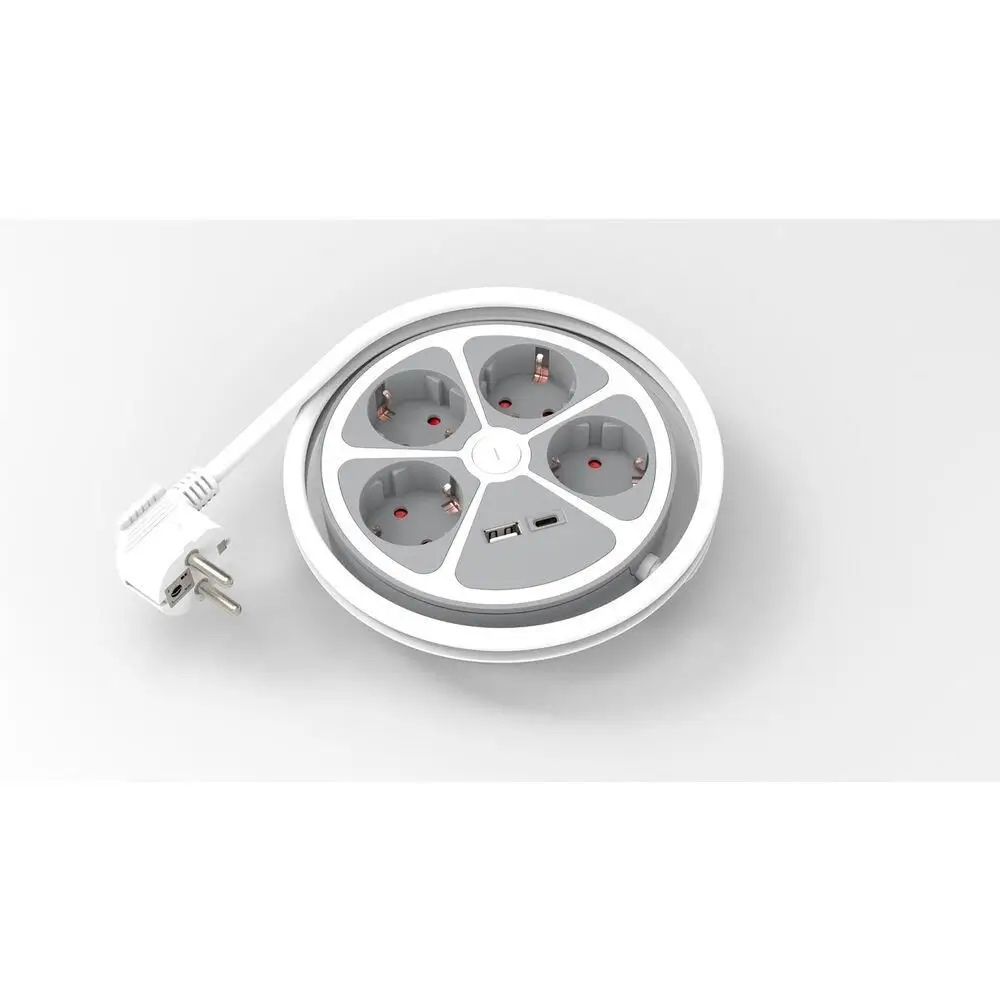 Prelungitor 4 prize 1x USB-A + 1x USB-C 20W cablu 3x1.5mmp 1.4m 3500W alb Technik TPR4W+USB EXTS-4S1.4M/USBC2-THK