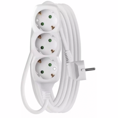 Prelungitor electric 5m 3x Schuko alb P0325R EMOS 3680W conductor cupru 1.5mm2