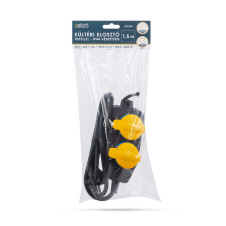 Prelungitor pentru exterior cu capac 1.5m 4 prize 3x1.5mm2 IP44 negru Delight 20223D - imagine 2