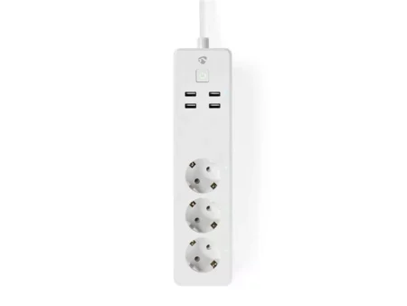 Prelungitor Smart WiFi 3 prize schuko 4x USB 1.8m 3680W 16A Nedis