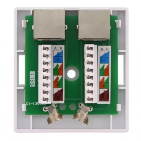 Priza dubla FTP CAT6 conector ecranat pe tencuiala Well - imagine 2