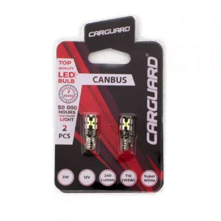 Set becuri LED auto T10 W5W 3W 240lm 6500K 12V Canbus pentru interior/portbagaj CARGUARD - imagine 3