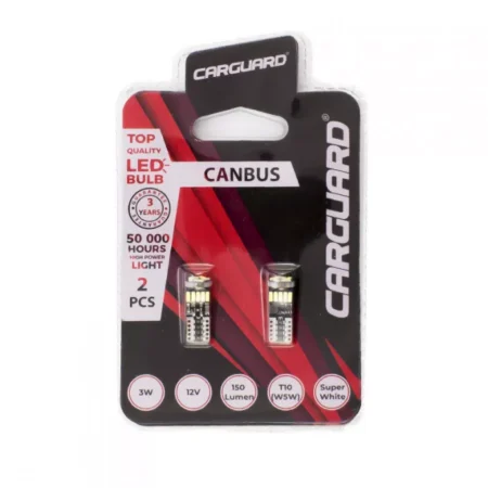 Set becuri LED auto W5W T10 3W 6500K 150lm 12V pentru interior/portbagaj CARGUARD - imagine 3