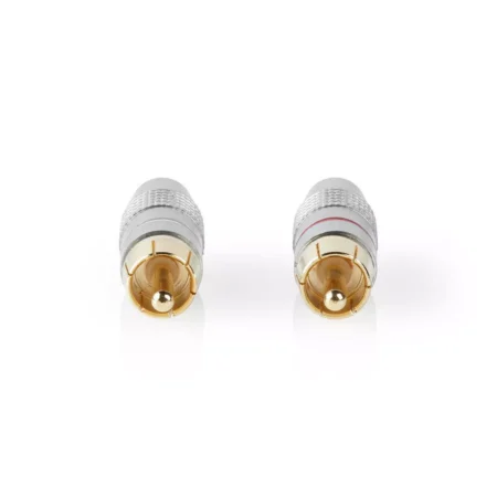 Set Conectori RCA tata aurit metal gri 2buc Nedis - imagine 3