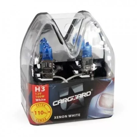Set de 2 becuri Halogen H3 100W +110% intensitate Alb Xenon 12V Carguard - imagine 4
