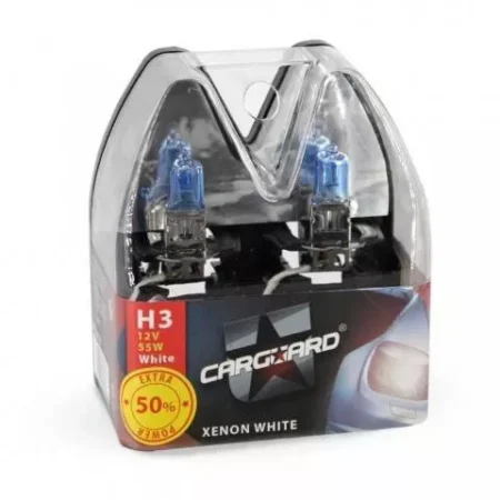 Set de 2 becuri Halogen H3 55W +50% Alb Xenon 12V Carguard - imagine 4