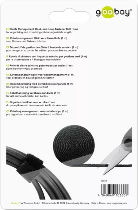 Set de gestionare fixare cabluri 1m negru Goobay - imagine 5