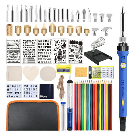 Set letcon 60W cu reglare temperatura 200-480C + accesorii pirogravura E6175 EUROKOMP - imagine 2