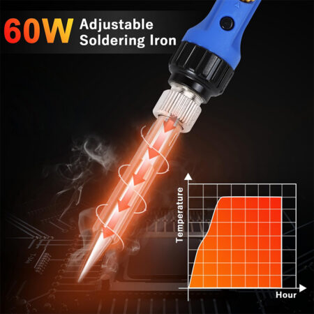 Set letcon 60W cu reglare temperatura 200-480C + accesorii pirogravura E6175 EUROKOMP - imagine 4
