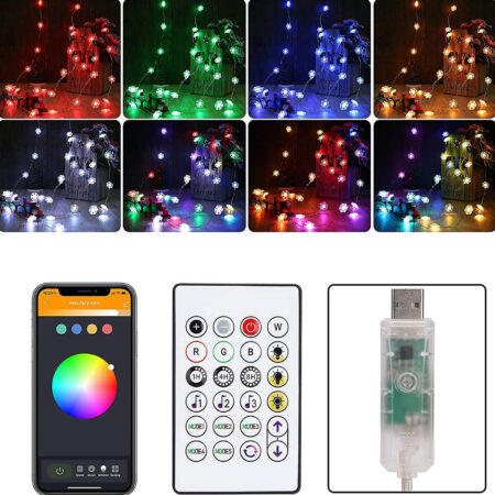 Sir de lumina inteligenta fulg de zapada USB - 20 LED micro RGBIC 16 milioane de culori 2m IP55 WI-FI bluetooth 5.0 - imagine 2