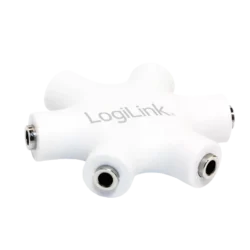 Splitter adaptor Jack 3.5 mm mama x6 stereo +cu cablu 0.2m alb LOGILINK CA1088