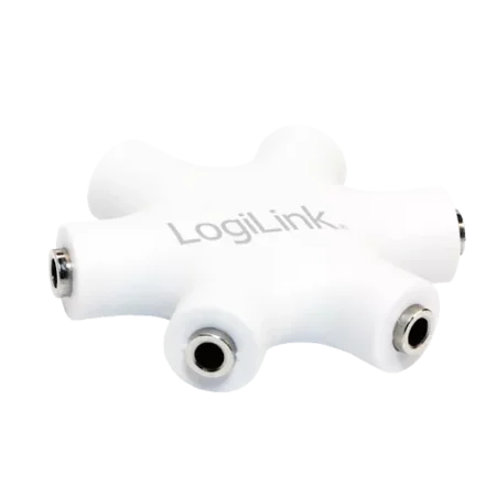 Splitter adaptor Jack 3.5 mm mama x6 stereo +cu cablu 0.2m alb LOGILINK CA1088