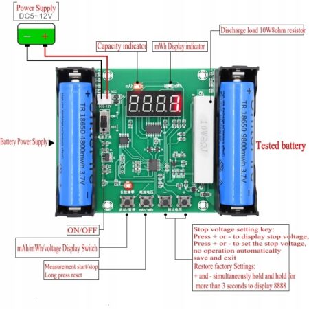Tester Li-ion 18650 cu display TEST-010229 - imagine 2